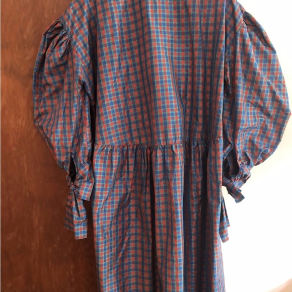 Chic Silk Plaid Long-Sleeve Dress with Bow - Picture 3 of 4